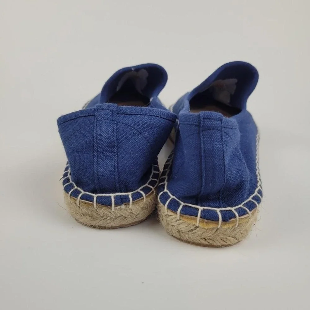 Coldwater Creek Walk With Me Navy Blue Daisy Embroidered Espadrille Flats 7.5M